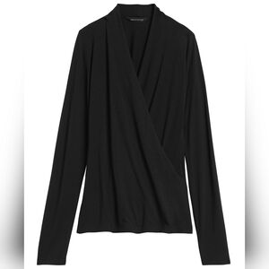 NWT Banana Republic Black Threadsoft Long Sleeve Wrap Shirt Size S